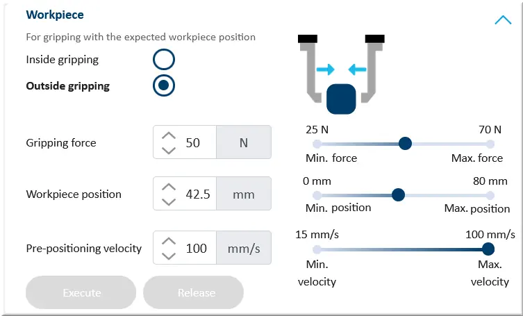 menu Workpiece Outside