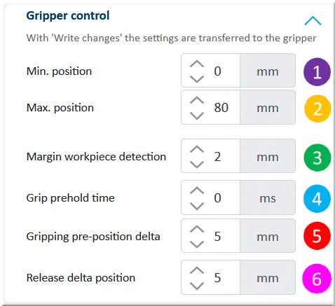 menu Gripper control