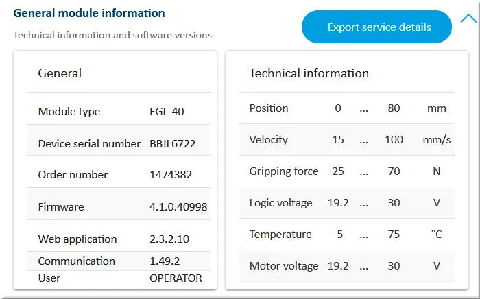 btn Export service details