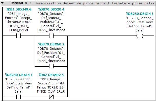 net5 Mémorisation défaut de pince