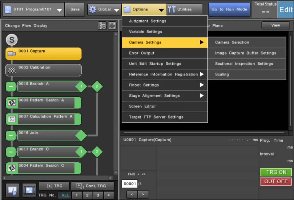 menu Camera Selection