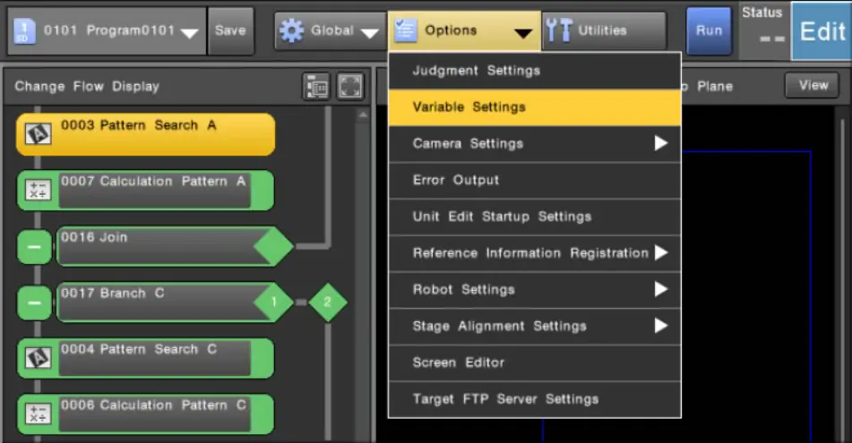 menu Variable Settings