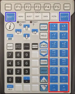 Boutons de déplacement Teach