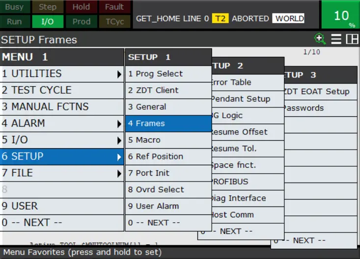 Setup Frames MENU 1