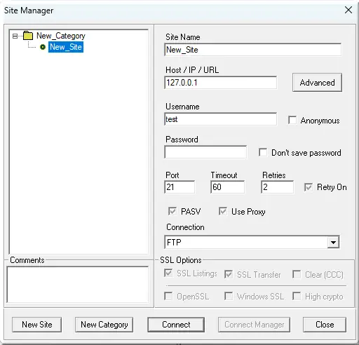 Menu connexion