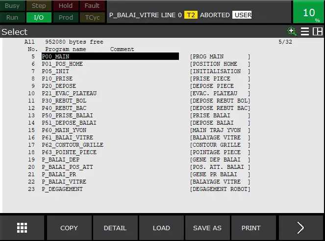 Program name P00_MAIN